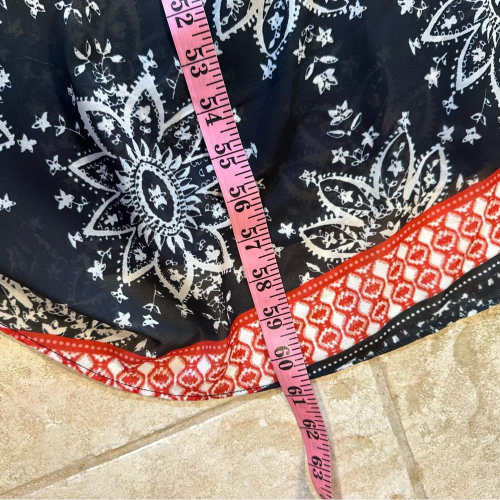 Sheryl Crow Black White Red Mandela Print PomPom Neckline MaxiDress NWT Size 24W - Picture 12 of 16
